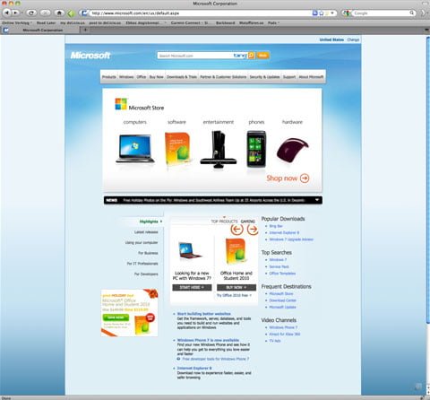 The global Micosoft web site
